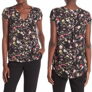 PLEIONE Nordstrom Floral High Low Blouse Sz LG